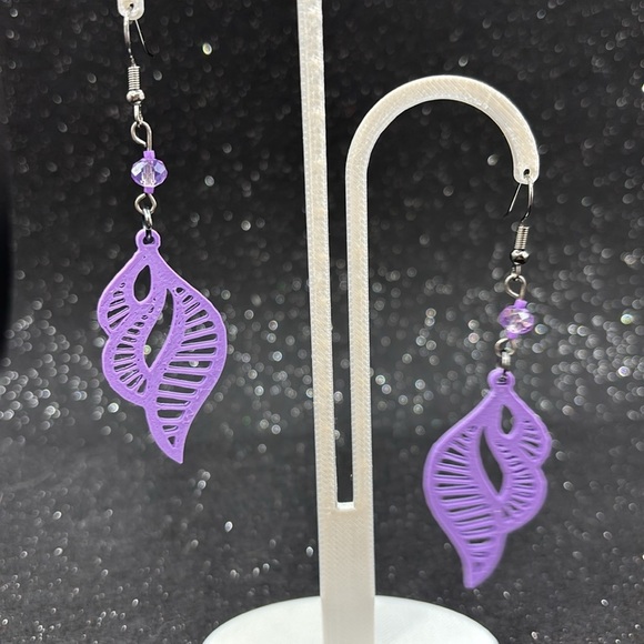 Purple Leaf Earrings - Picture 6 of 6
